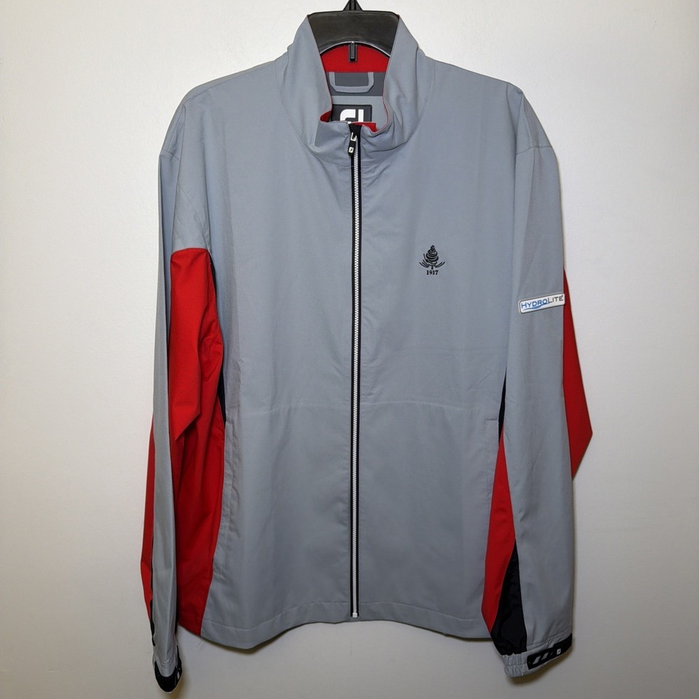 FootJoy FJ DryJoys Hydrolite Rain Jacket Men LARGE Gray Red Minocqua Golf Course
